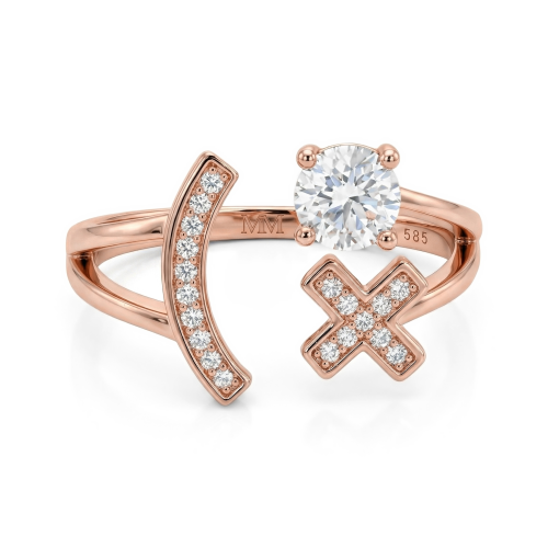Lexis - Moissanite Ring With Cross And Crescent Pavé Design