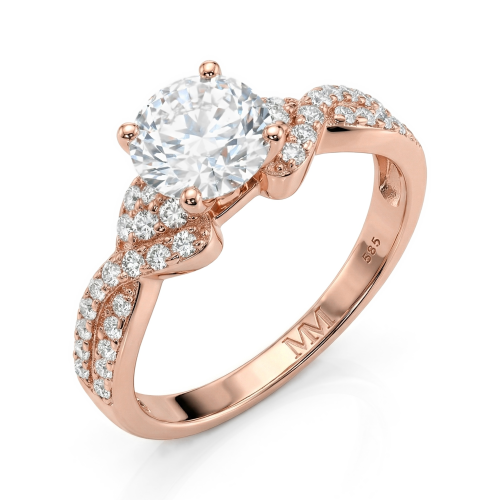 Mirari - Moissanite Engagement Ring With Twisted Split Shank and Pavé Set Accents