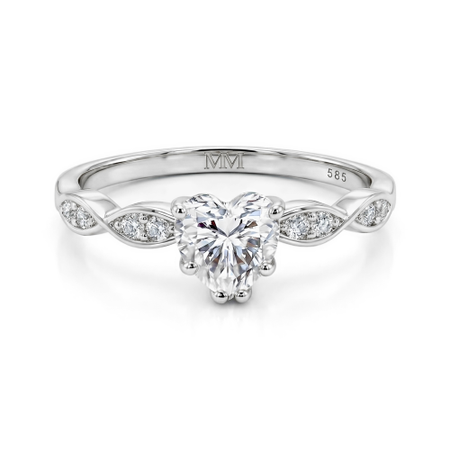 Affection - Heart Cut Moissanite Engagement Ring with Twisted Band