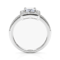 Sanctum - Cushion Cut Moissanite Engagement Ring with Vintage Halo and Pavé Band
