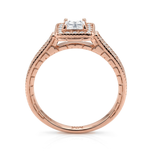 Paragone - Princess Cut Moissanite Halo Engagement Ring With Textured Band