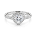 Amoria - Heart Cut Moissanite Engagement Ring with Halo and Pavé Set Side Stones