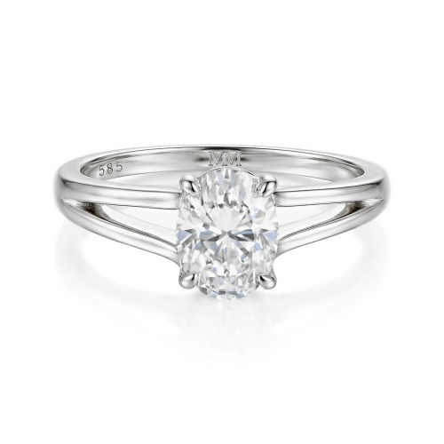 Ovaline - Moissanite Ring with Minimalistic Side Stones