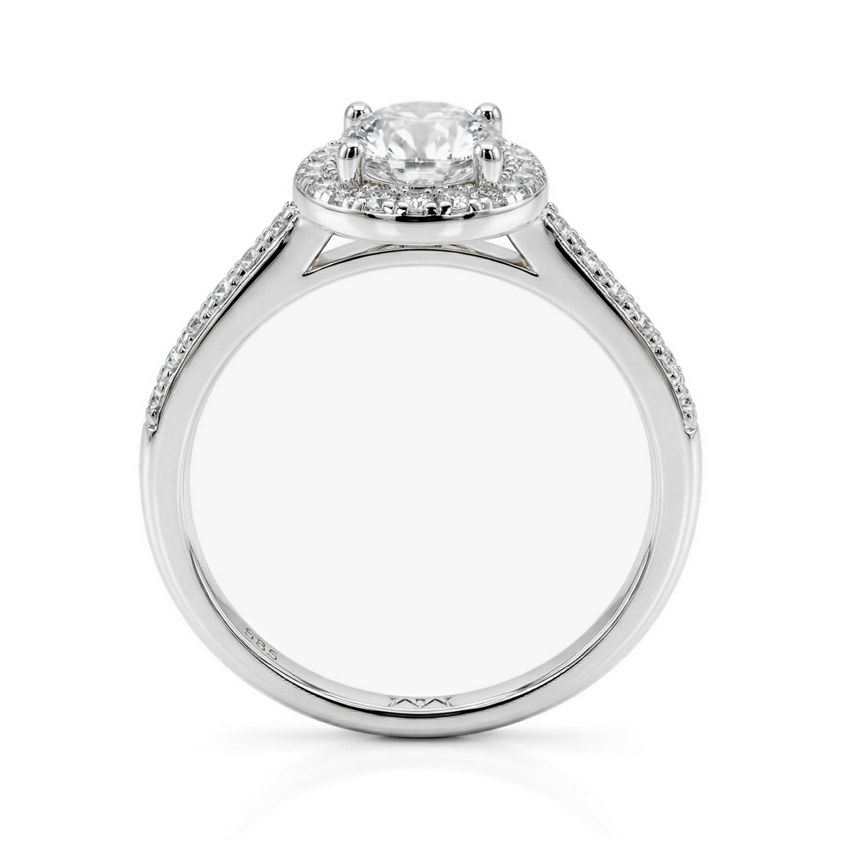 Orletta - Oval Moissanite Engagement Ring with Pavé Halo and Band