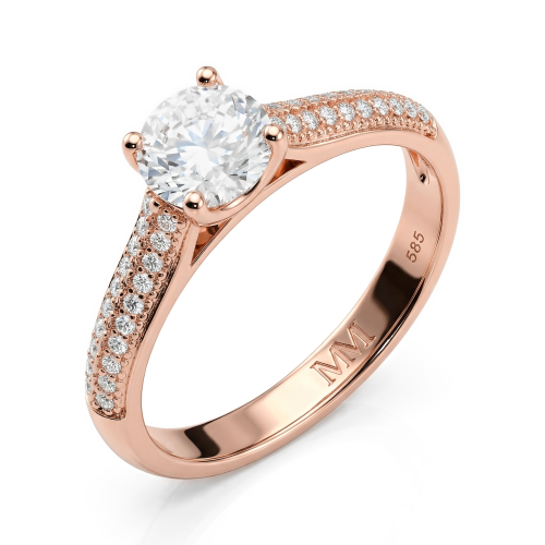 Venette - Moissanite Engagement Ring With Pavé Side Stones