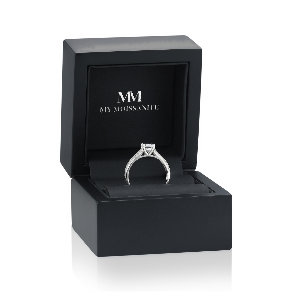 Venette - Moissanite Engagement Ring With Pavé Side Stones