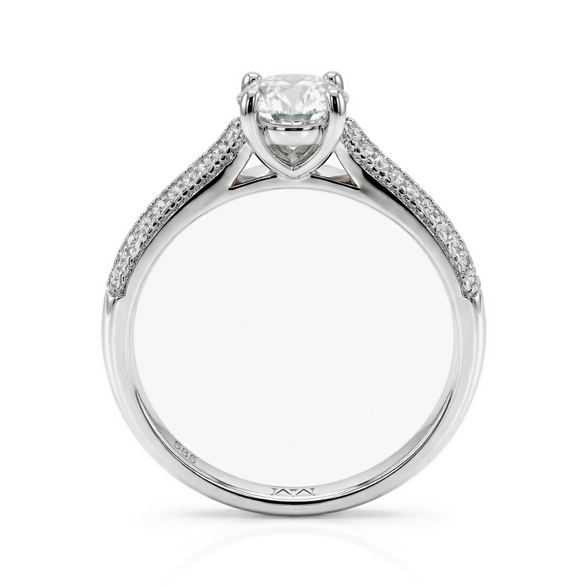 Venette - Moissanite Engagement Ring With Pavé Side Stones