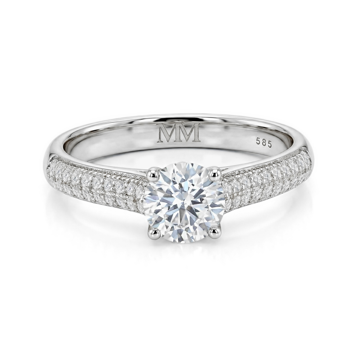 Venette - Moissanite Engagement Ring With Pavé Side Stones