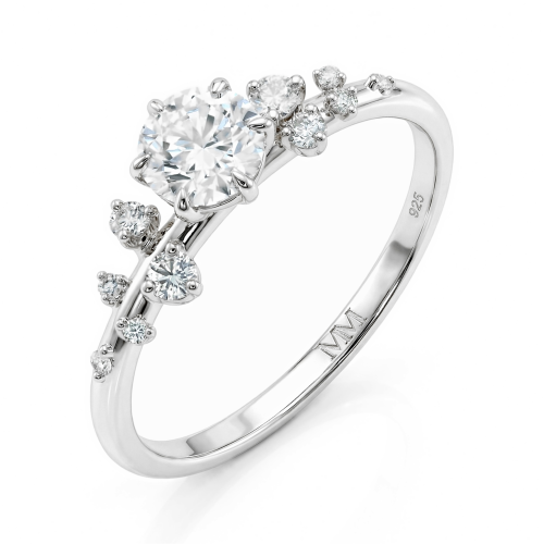 Ovaline - Moissanite Ring with Minimalistic Side Stones