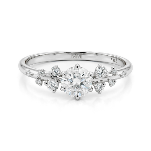 Ovaline - Moissanite Ring with Minimalistic Side Stones