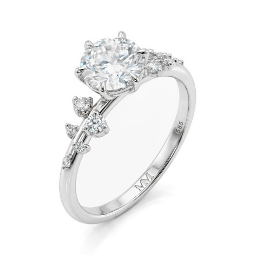 Aurora - Moissanite Ring with Minimalistic Side Stones
