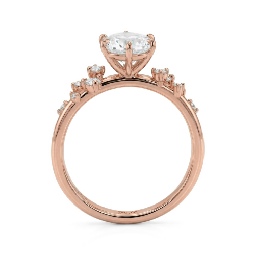 Aurora - Moissanite Ring with Minimalistic Side Stones