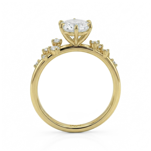 Aurora - Moissanite Ring with Minimalistic Side Stones
