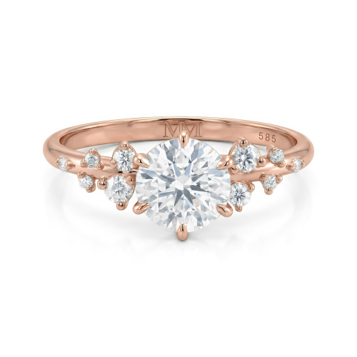 Aurora - Moissanite Ring with Minimalistic Side Stones