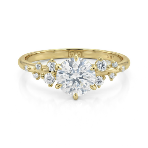 Aurora - Moissanite Ring with Minimalistic Side Stones