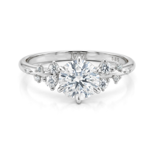 Aurora - Moissanite Ring with Minimalistic Side Stones