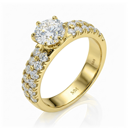 Serena - Moissanite Ring with Double Pavé Side Stones