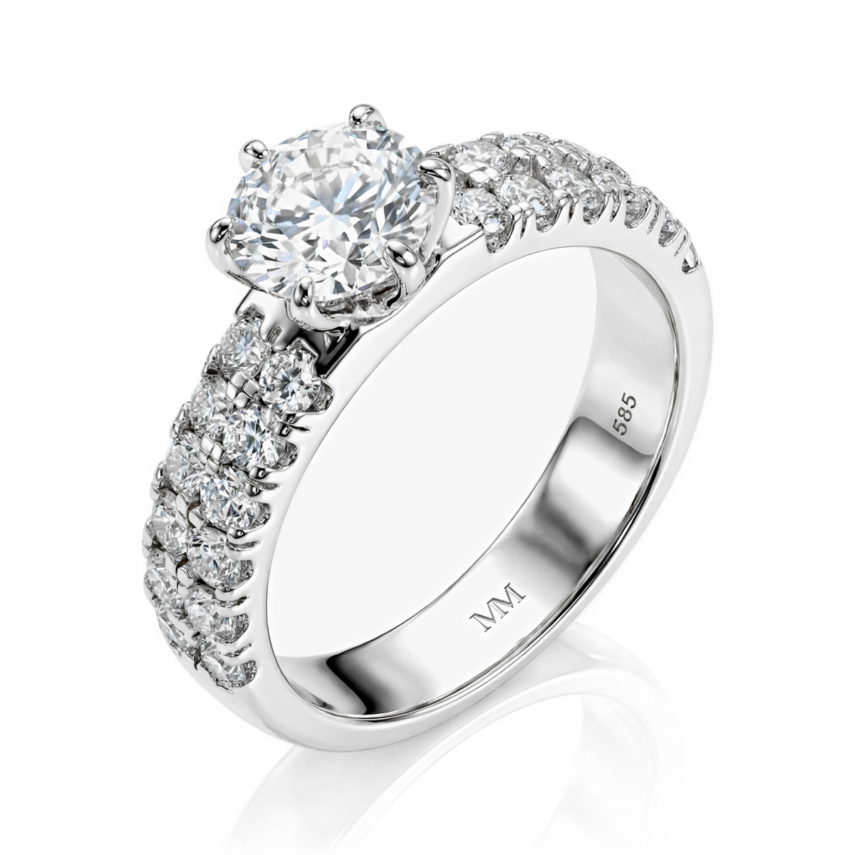 Serena - Moissanite Ring With Double Pavé Side Stones