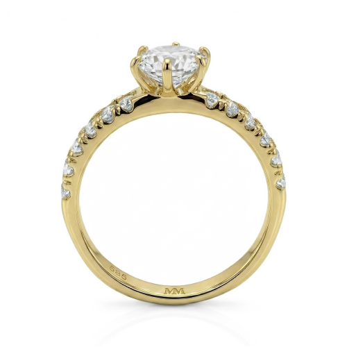 Serena - Moissanite Ring with Double Pavé Side Stones