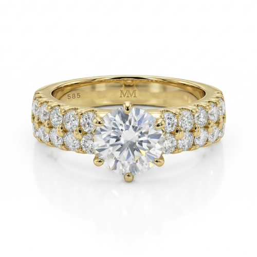 Serena - Moissanite Ring with Double Pavé Side Stones