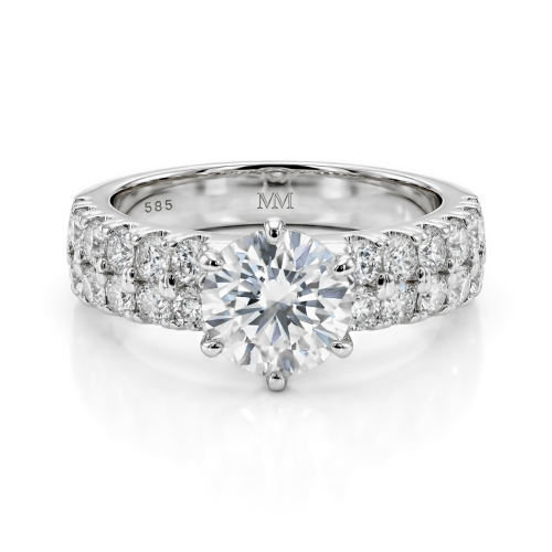 Serena - Moissanite Ring with Double Pavé Side Stones