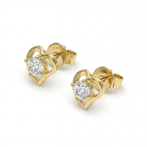 Etheria - Moissanite Heart Stud Earrings