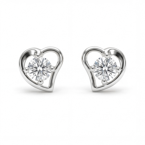 Etheria - Moissanite Heart Stud Earrings