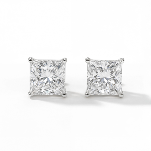 Orion – Princess Moissanite Stud Earrings