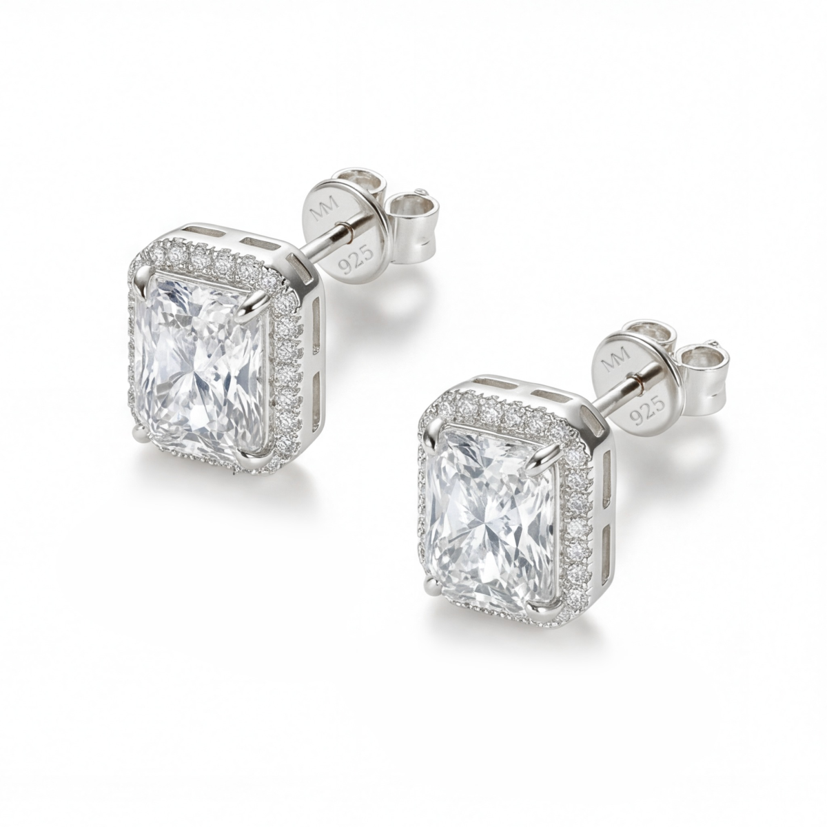 Aura - Halo Radiant Moissanite Stud Earrings