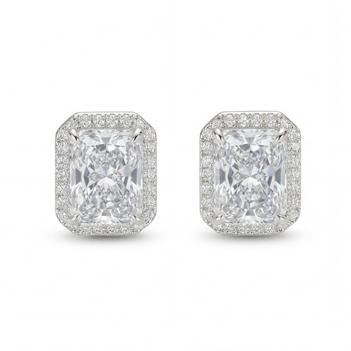 Aura - Halo Radiant Moissanite Stud Earrings