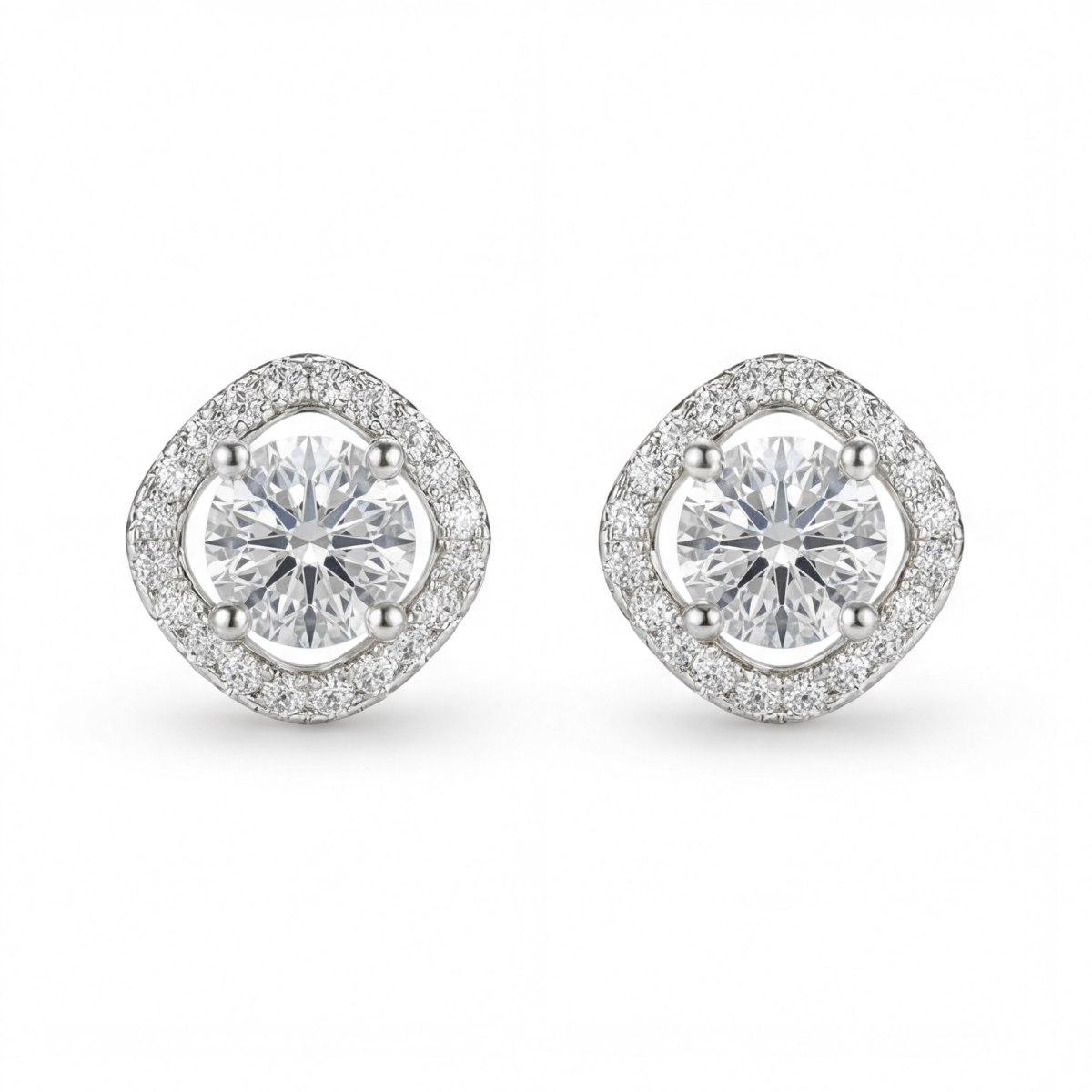 Spaced Halo - Halo Moissanite Stud Earrings
