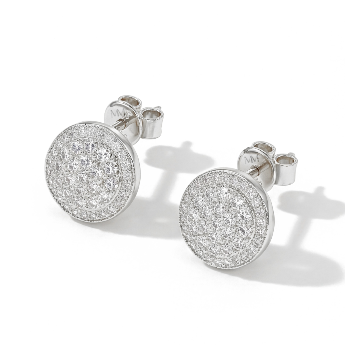 Round Clusters - Moissanite Stud Earrings in Pavé Setting