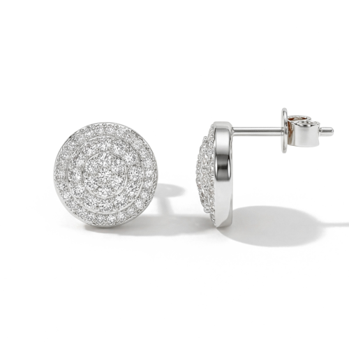 Round Clusters - Moissanite Stud Earrings in Pavé Setting