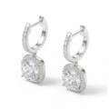 Cushion Drops - Halo & Huggie Moissanite Drop Earrings