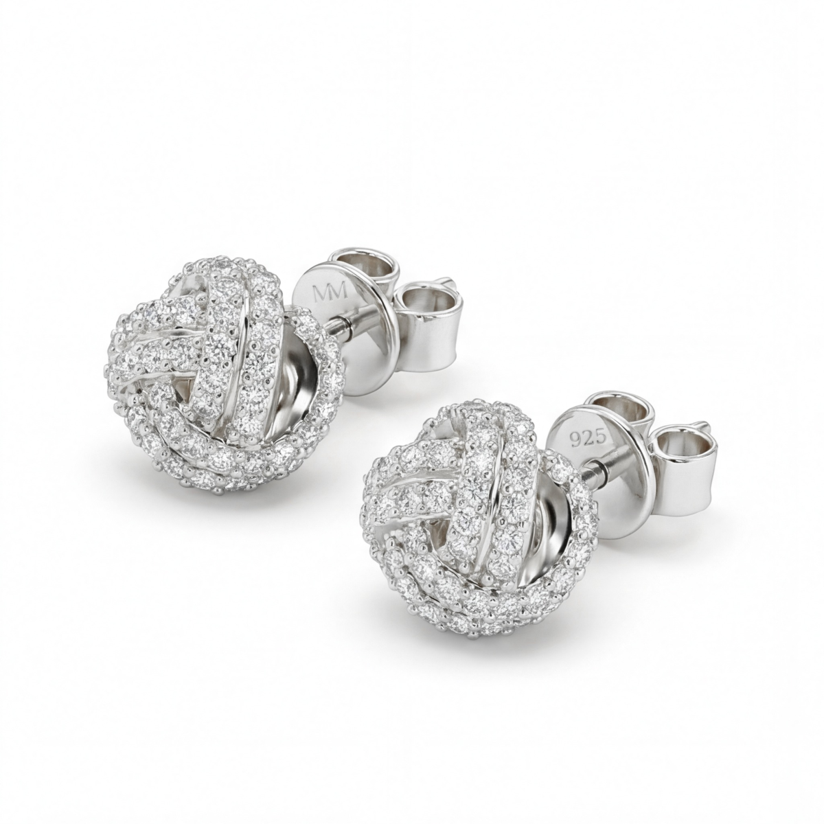 Cluster Spheres - Moissanite Stud Earrings in Pavé Setting
