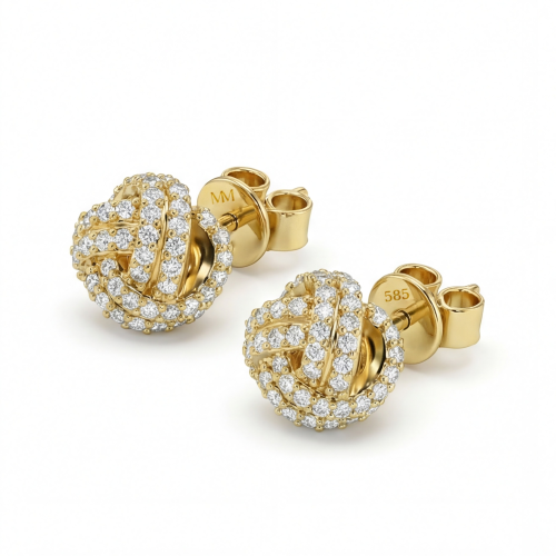 Cluster Spheres - Moissanite Stud Earrings in Pavé Setting
