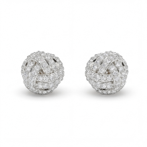 Cluster Spheres - Moissanite Stud Earrings in Pavé Setting