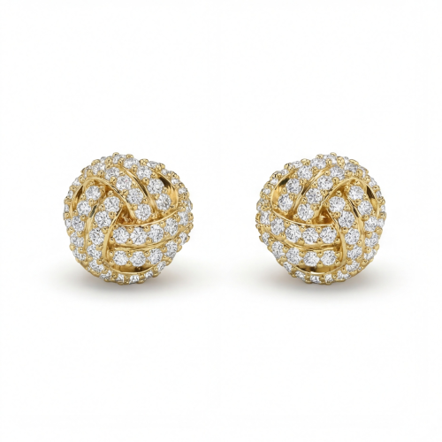 Cluster Spheres - Moissanite Stud Earrings in Pavé Setting