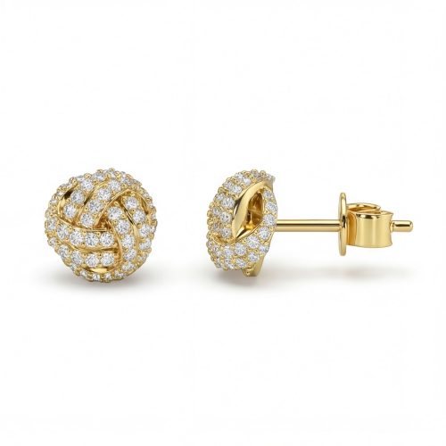 Cluster Spheres - Moissanite Stud Earrings in Pavé Setting
