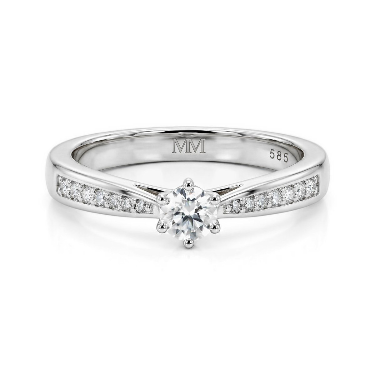 Sophia Ring - Moissanite Engagement Ring Pavé Side Stones
