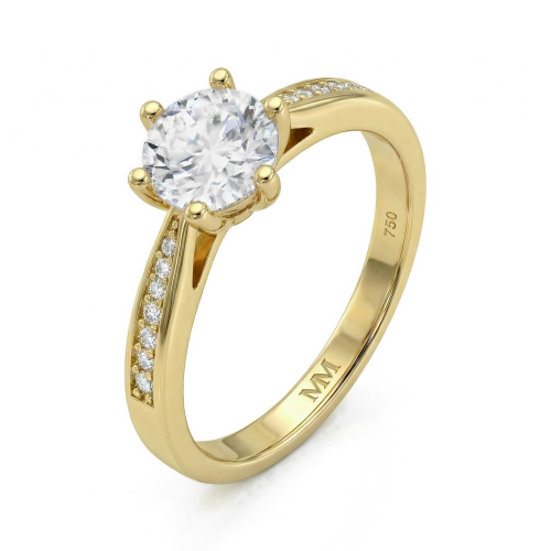 Sophia - Moissanite Engagement Ring with Pavé Side Stones