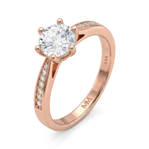 Sophia - Moissanite Engagement Ring with Pavé Side Stones