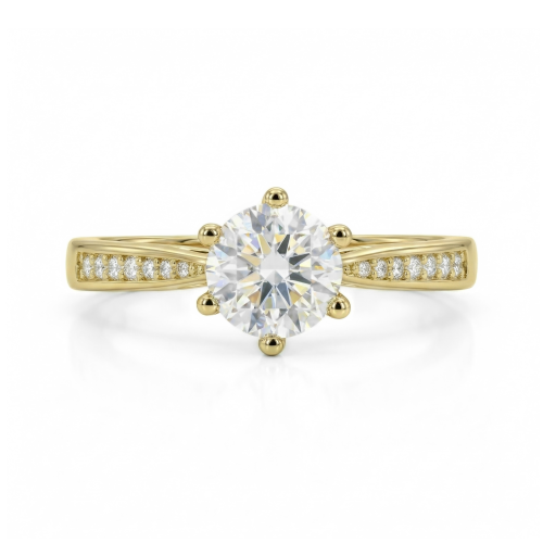 Sophia - Moissanite Engagement Ring with Pavé Side Stones
