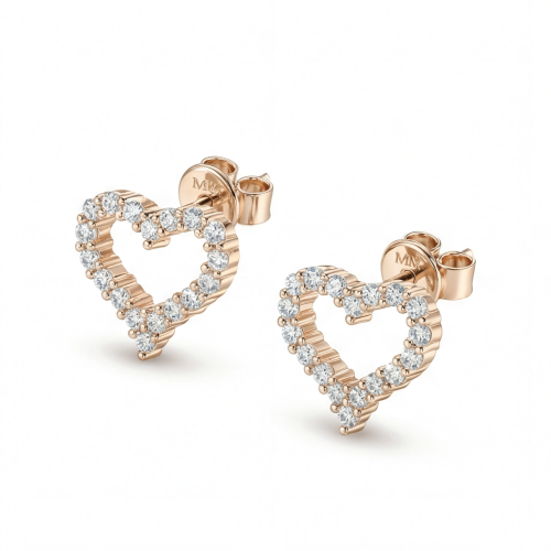 Corazon - Moissanite Stud Earrings in Heart Shaped Pavé Setting