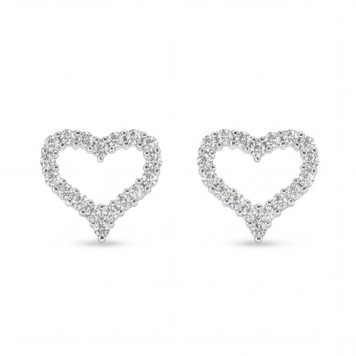 Corazon - Moissanite Stud Earrings in Heart Shaped Pavé Setting