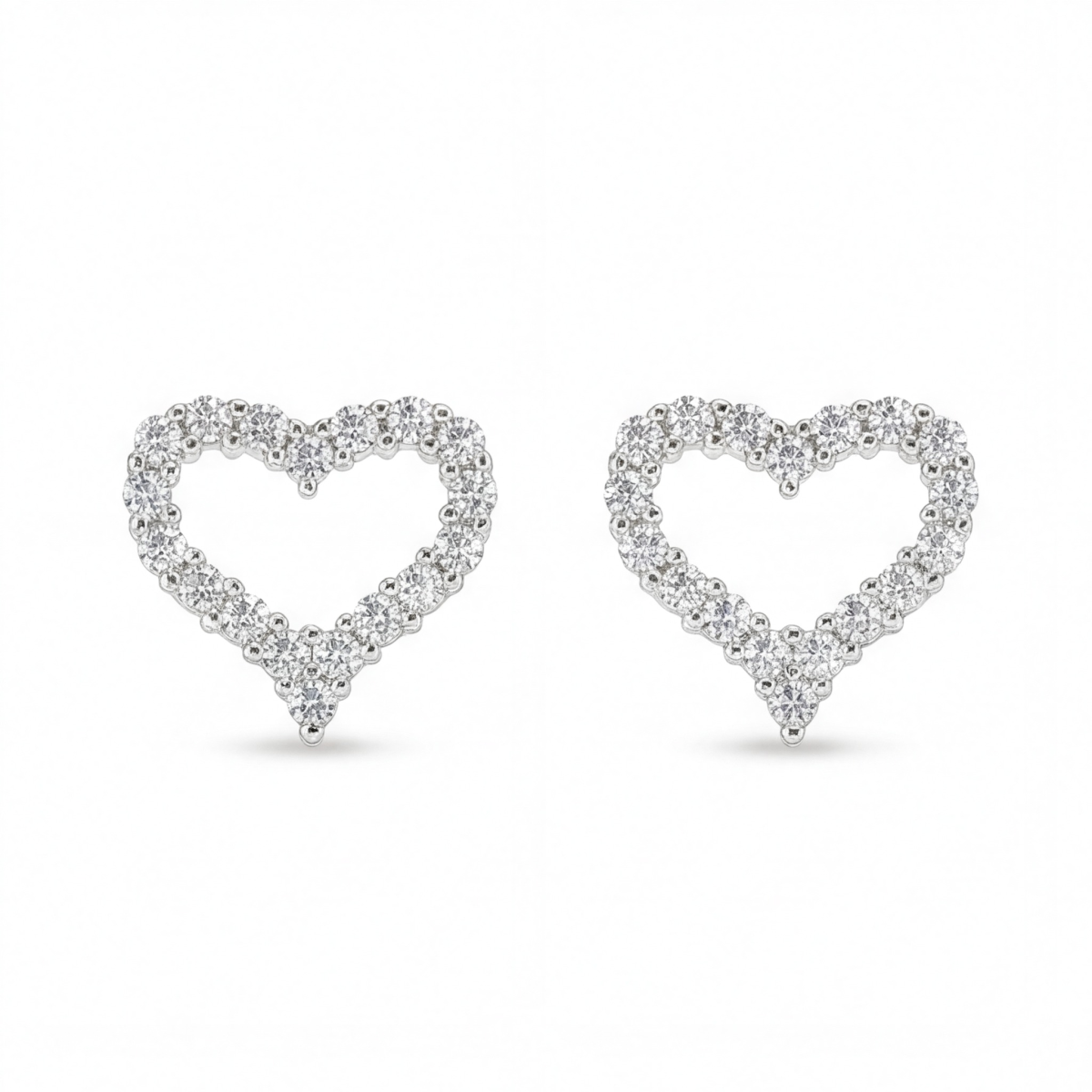 Corazon - Moissanite Stud Earrings in Heart Shaped Pavé Setting