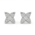 Sparkling Flowers - Moissanite Stud Earrings in Pavé Setting