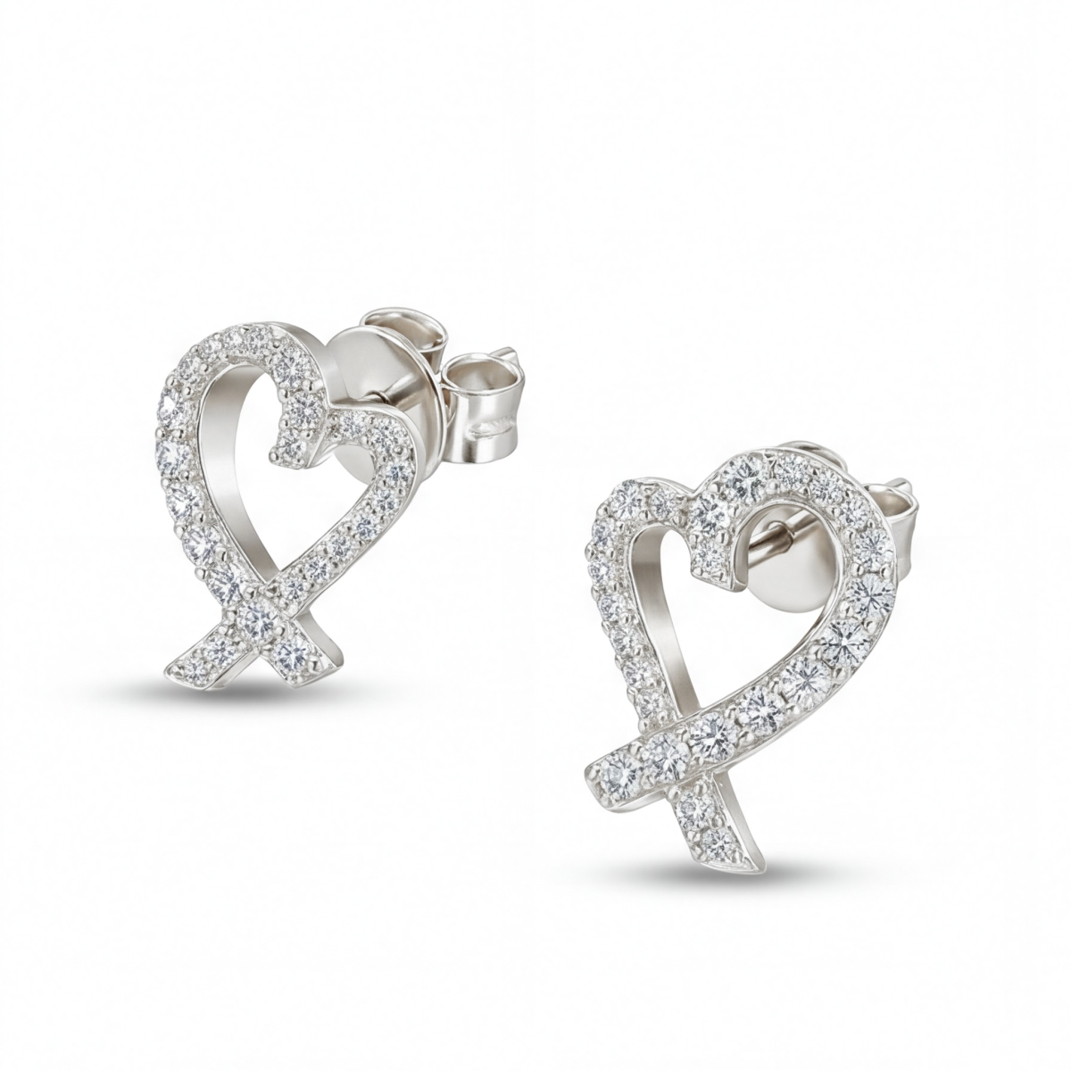 Heart Strings - Moissanite Stud Earrings in Pavé Setting