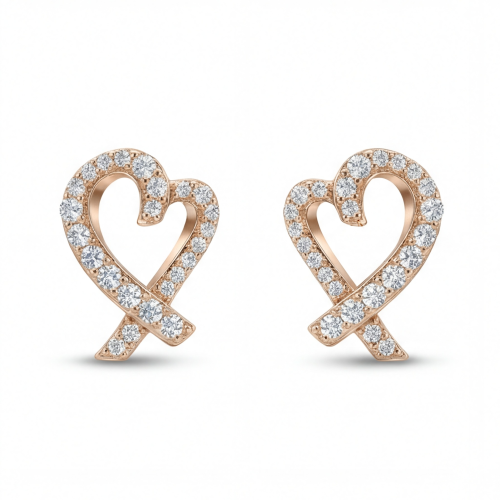 Heart Strings - Moissanite Stud Earrings in Pavé Setting