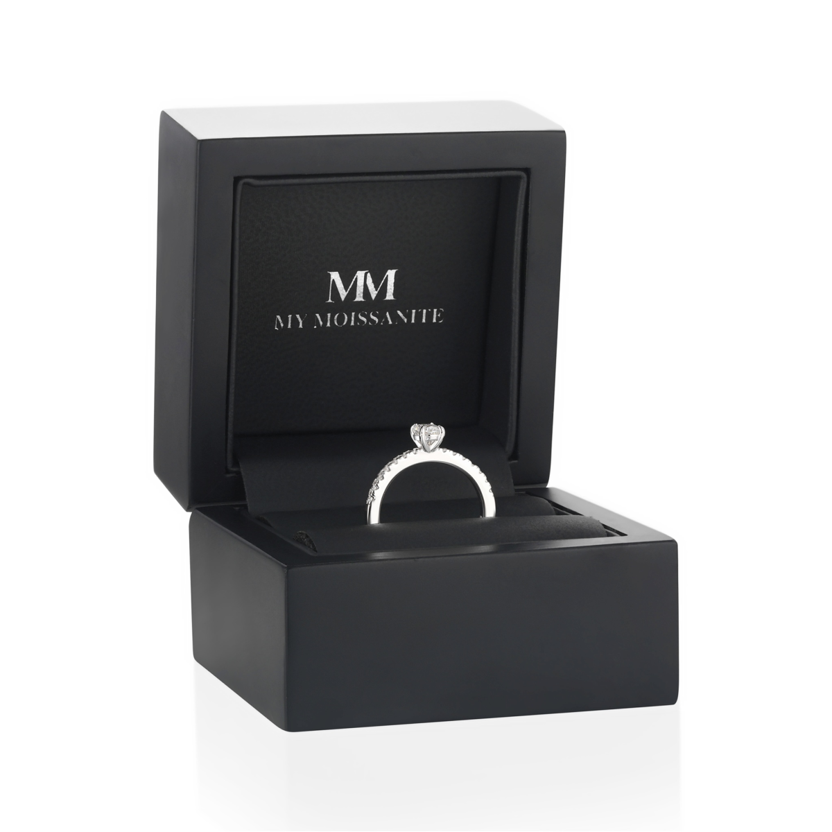 Nina Ring - Oval Moissanite Ring with Pavé Side Stones